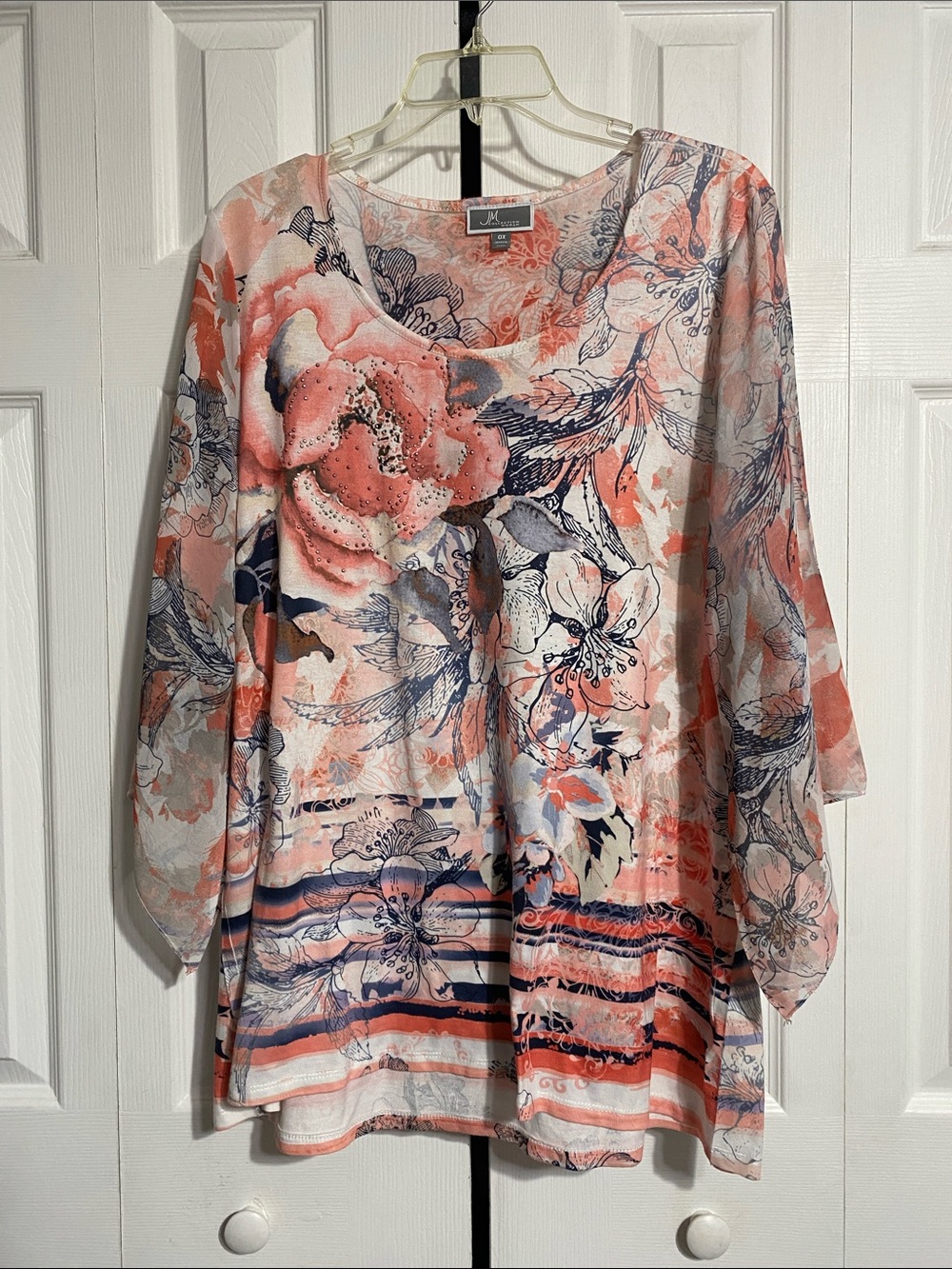 JM Collection lightweight floral tunic top shirt blouse size 0X